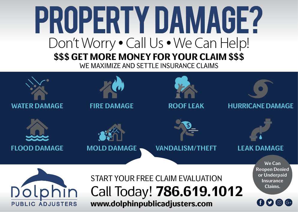 Dolphin Public Adjusters | 7018 NW 50th St 2nd Floor, Miami, FL 33166, USA | Phone: (786) 619-1012