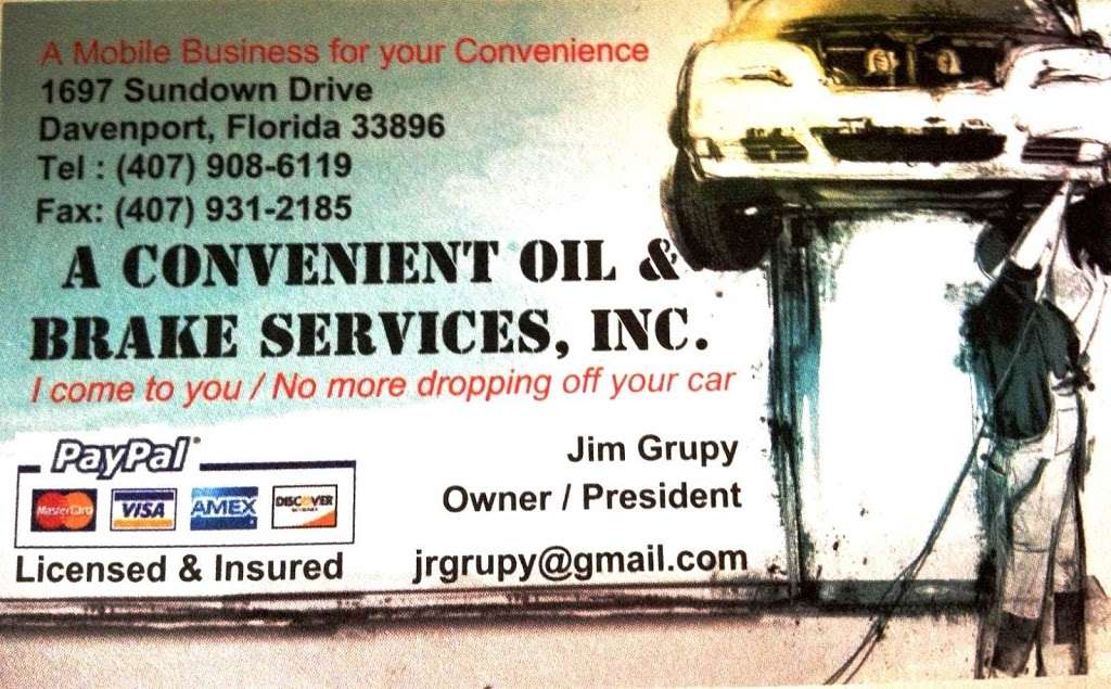 A Convenient Oil and Brakes Services | A Mobile Automotive Oil and Brake Service, 1697 Sundown Dr, Davenport, FL 33896, USA | Phone: (407) 908-6119