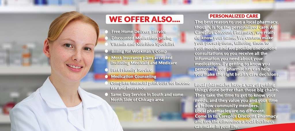 Careplus Discount Pharmacy | 4255 W 63rd St, Chicago, IL 60629, USA | Phone: (773) 424-4262