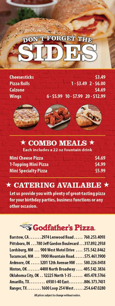 Godfathers Pizza Express | 780 Jeff Gordon Blvd, Pittsboro, IN 46167, USA | Phone: (317) 892-2938