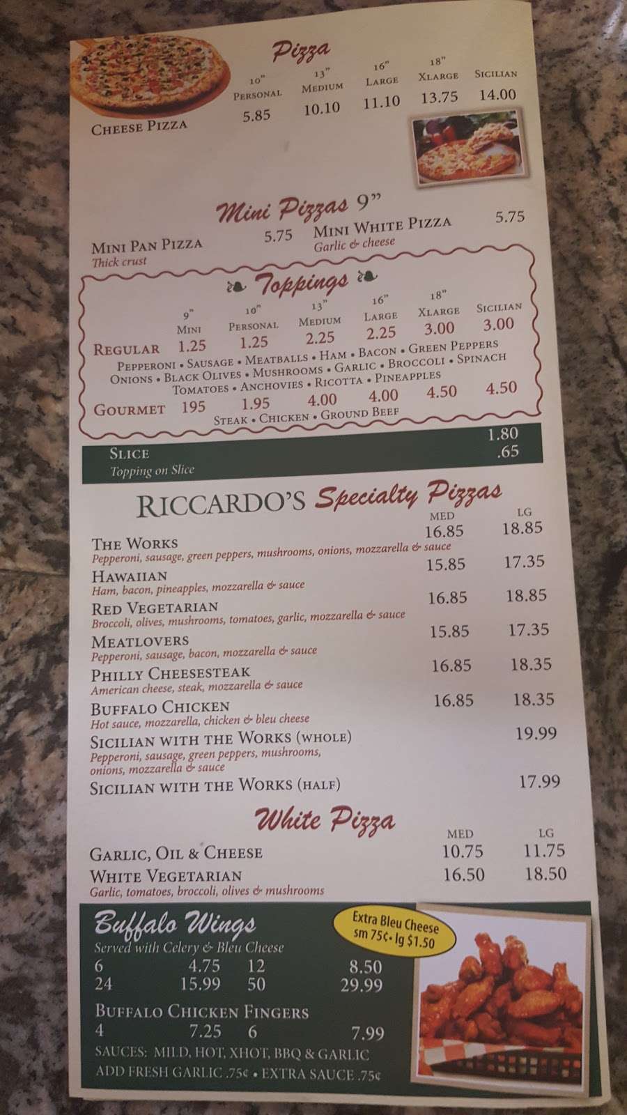 Riccardos Pizza & Restaurant | 240 John F Kennedy Way, Willingboro, NJ 08046, USA | Phone: (609) 871-3330