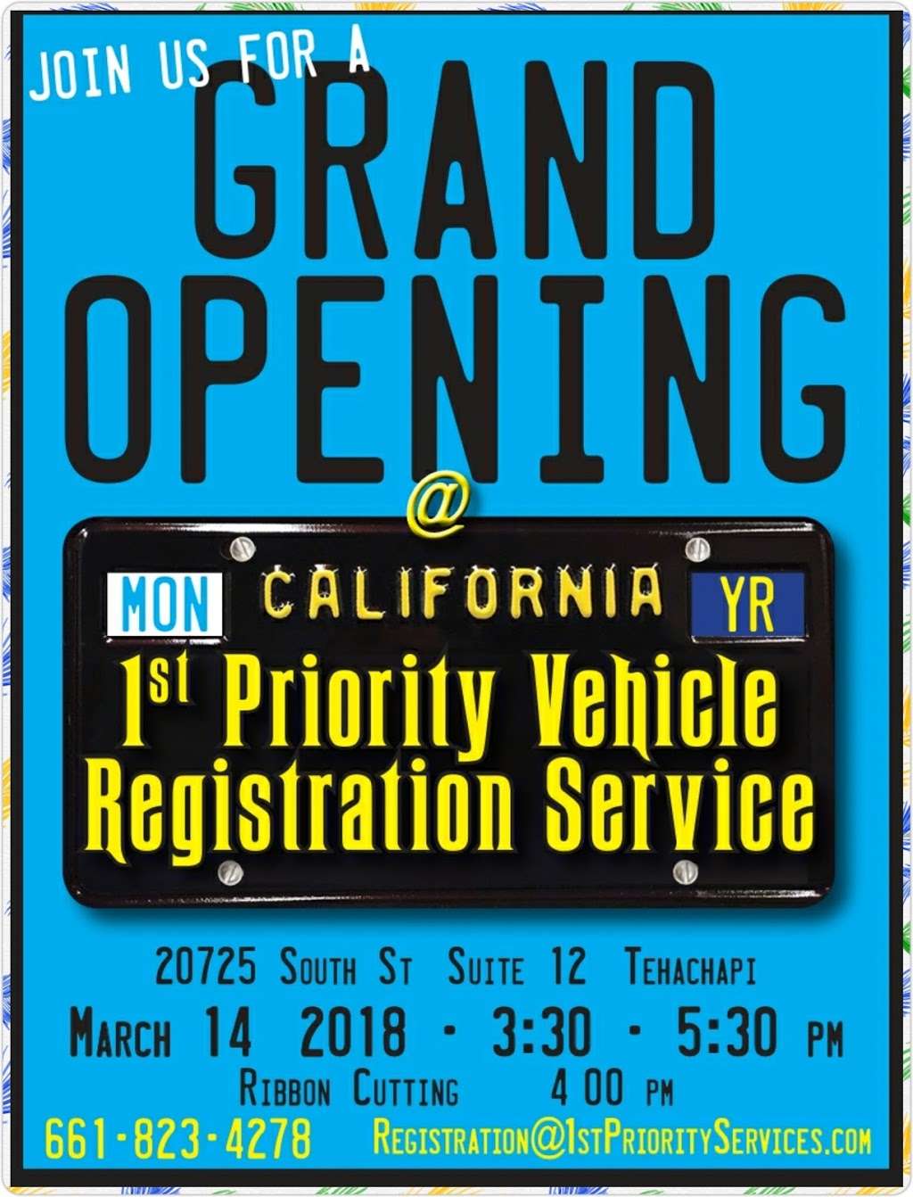 1st Priority Vehicle Registration | 20725 South St #12, Tehachapi, CA 93561, USA | Phone: (661) 823-4278