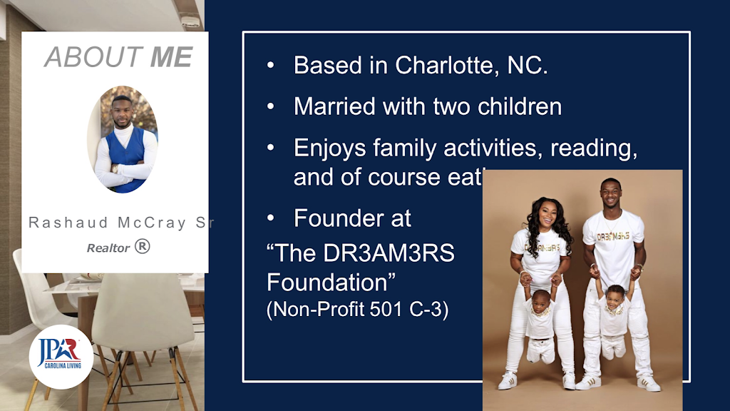 Realtor Rashaud McCray - JPAR Carolina Living | 10215 Prosperity Park Dr Suite 210, Charlotte, NC 28269, USA | Phone: (704) 307-5888