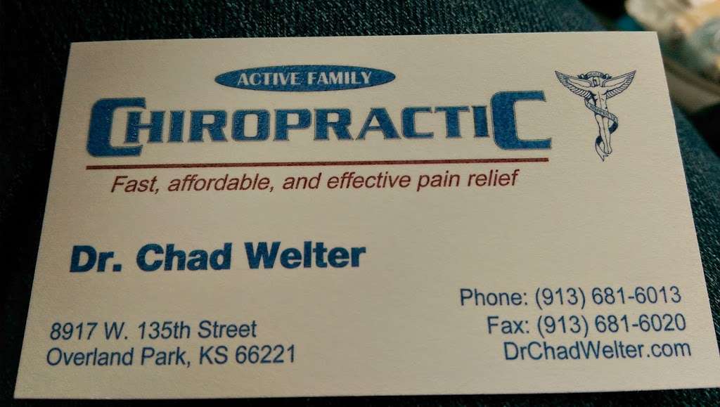 Active Family Chiropractic | 8917 W 135th St, Overland Park, KS 66221, USA | Phone: (913) 681-6013