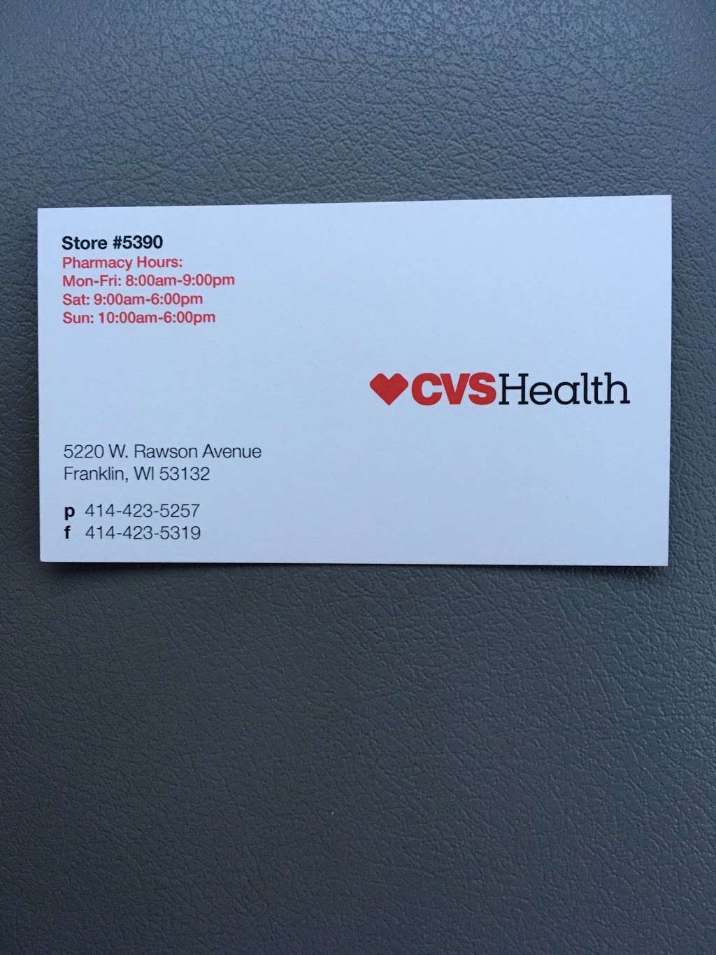 CVS | 5220 W Rawson Ave, Franklin, WI 53132 | Phone: (414) 423-5257