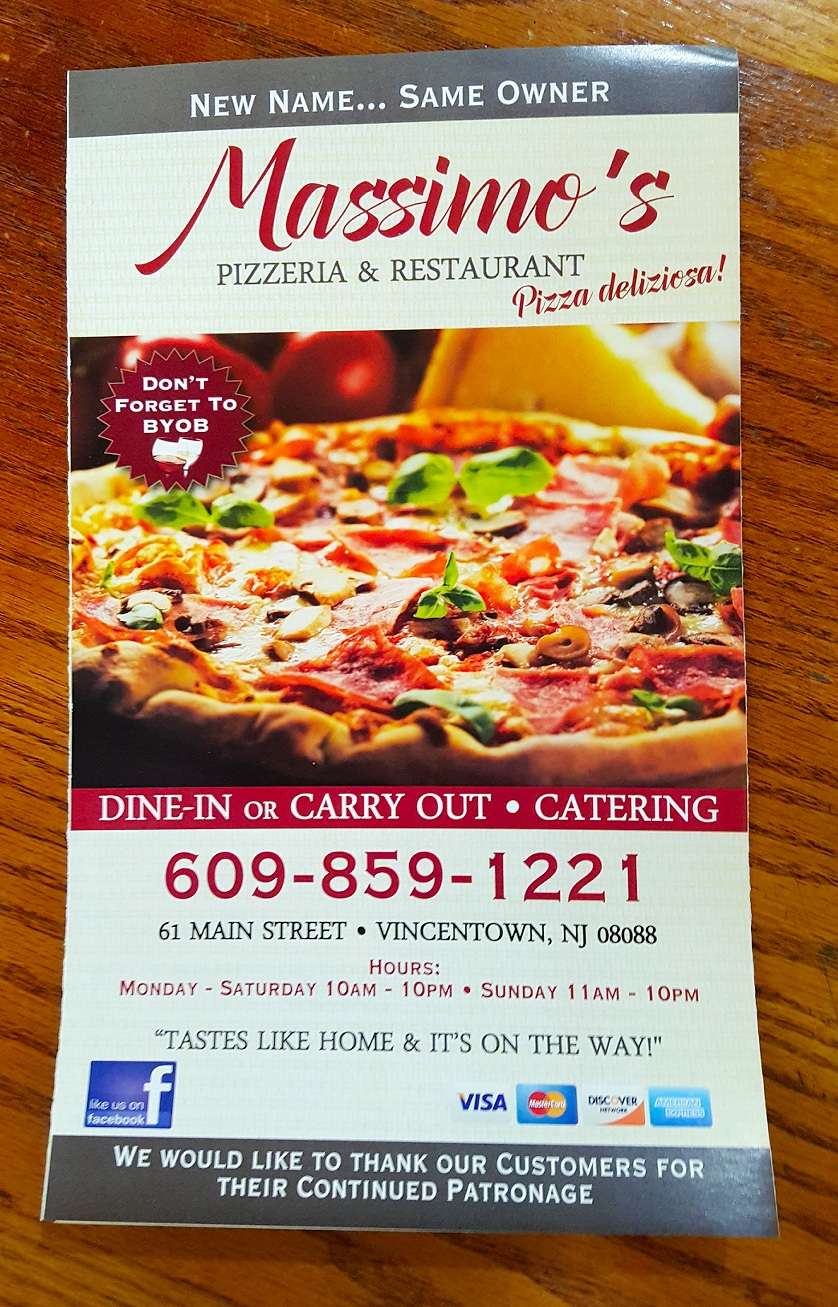 Massimos Pizzeria | 61 Main St, Vincentown, NJ 08088, USA | Phone: (609) 859-1221