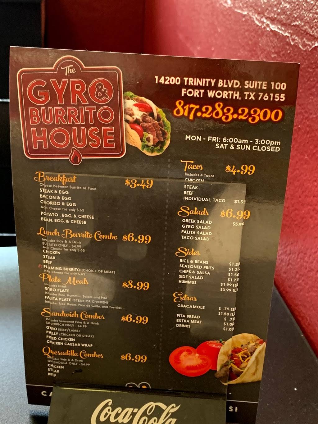 Gyro & Burrito House | 14200 Trinity Blvd, Fort Worth, TX 76155, USA | Phone: (817) 283-2300