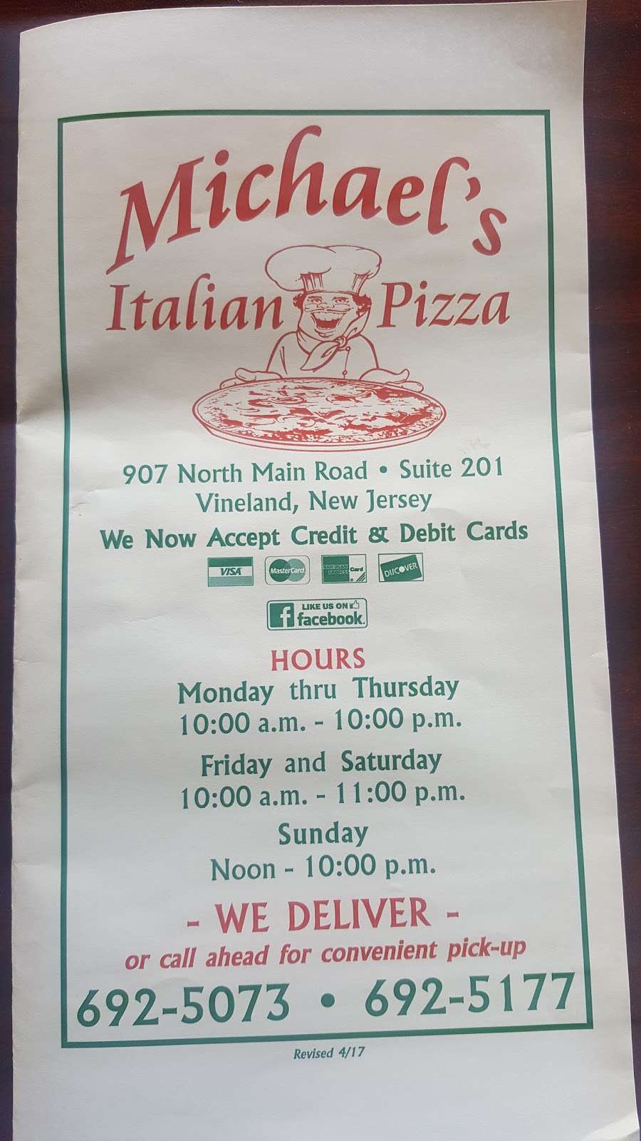 Michaels Pizza | 907 N Main Rd A, Vineland, NJ 08360, USA | Phone: (856) 692-5073