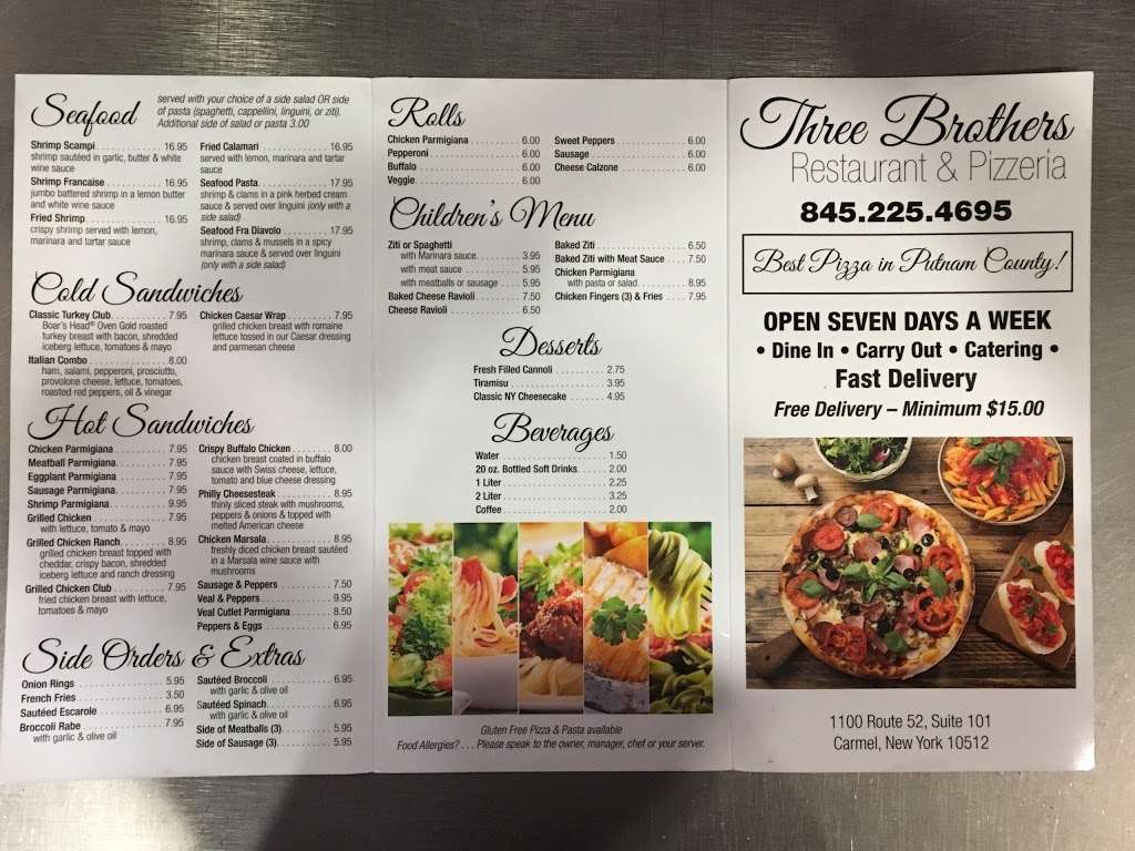 Three Brothers Restaurant & Pizzeria | 1100 NY-52, Carmel Hamlet, NY 10512, USA | Phone: (845) 225-4695