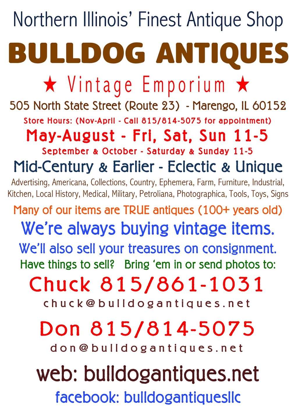 Bulldog Antiques | 505 N State St, Marengo, IL 60152 | Phone: (815) 814-5075