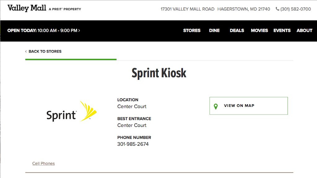 Sprint Kiosk | 17301 Valley Mall Rd NK03, Hagerstown, MD 21740 | Phone: (301) 985-2674
