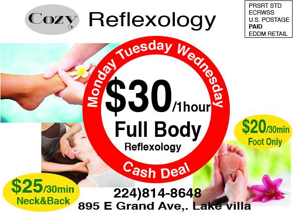 Cozy foot massage | 895 E Grand Ave #2, Lake Villa, IL 60046, USA | Phone: (224) 814-8648