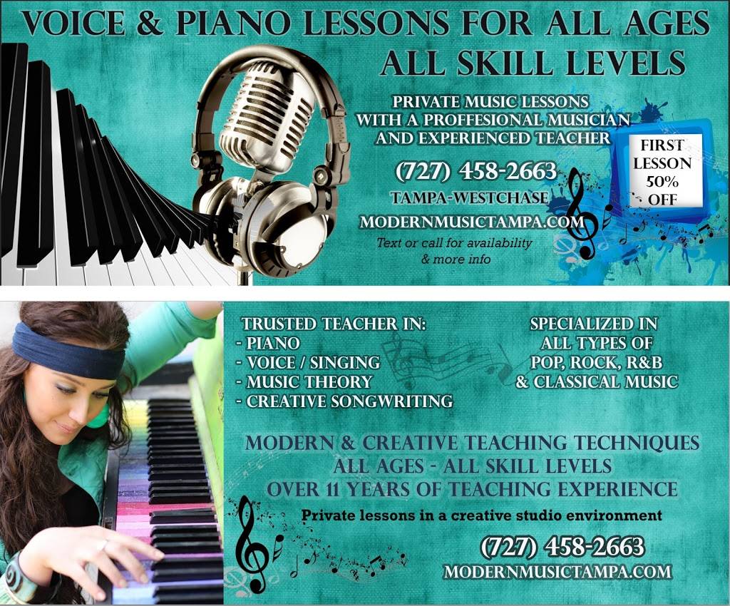 Modern Music - Voice Piano & Songwriting Lessons | 9418 W Park Village Dr, Tampa, FL 33626, USA | Phone: (727) 458-2663