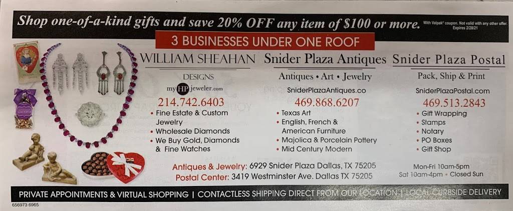 Snider Plaza Postal | 3419 Westminster Ave, Dallas, TX 75205 | Phone: (469) 513-2843