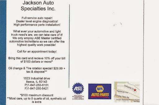 Jackson Automotive Specialties INC. | 1523 Industrial Dr, Itasca, IL 60143, USA | Phone: (847) 250-5151