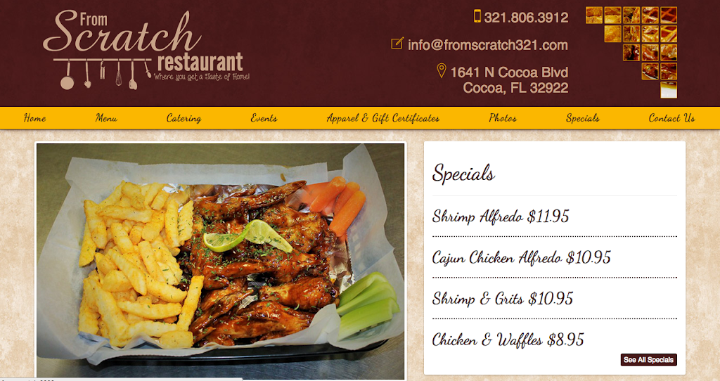 From Scratch Restaurant | 1050 Clearlake Rd #8, Cocoa, FL 32922, USA | Phone: (321) 806-3912