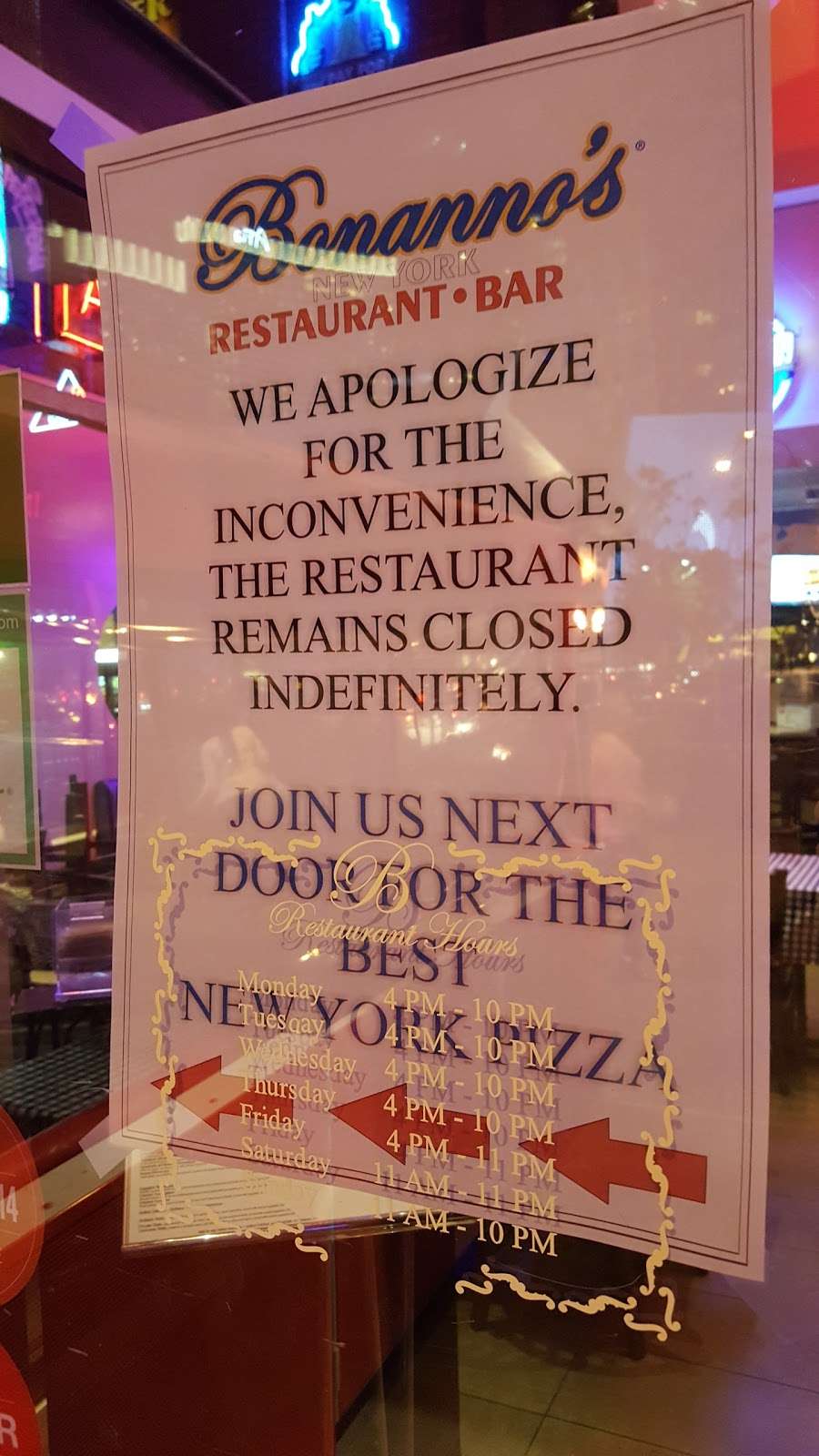 Bonannos New York Pizzeria | 3717 S Las Vegas Blvd, Las Vegas, NV 89102, USA | Phone: (702) 476-6726