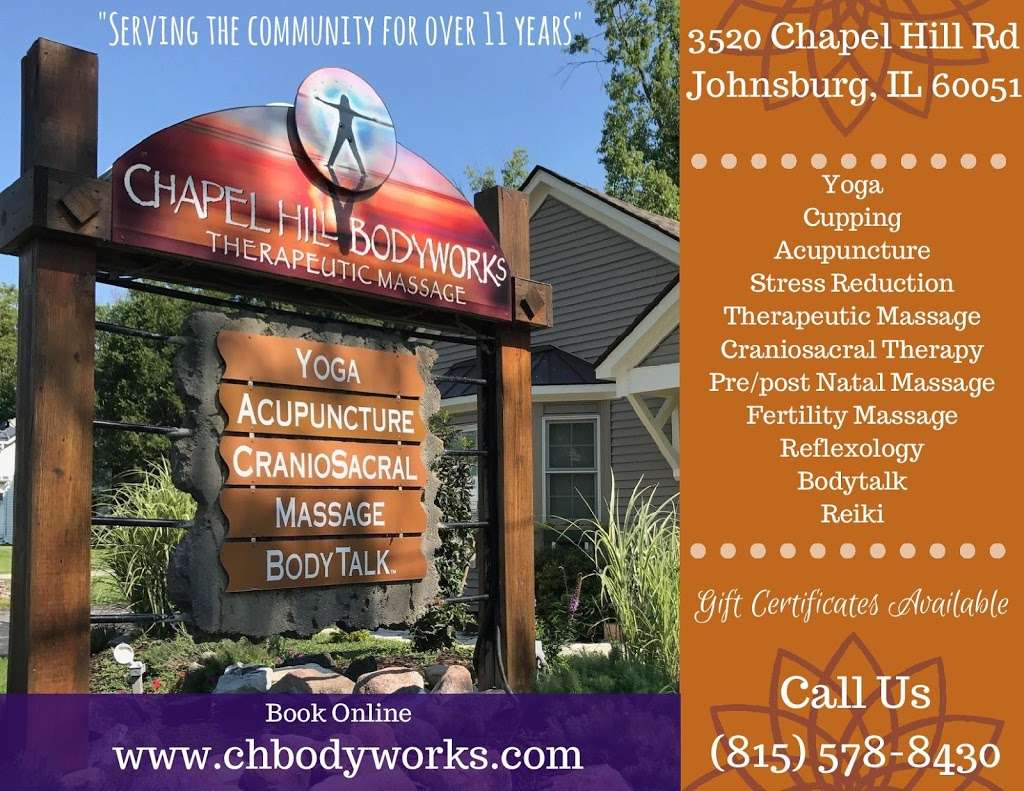 Chapel Hill Bodyworks Wellness Center | 3520 N Chapel Hill Rd, Johnsburg, IL 60051, USA | Phone: (815) 578-8430