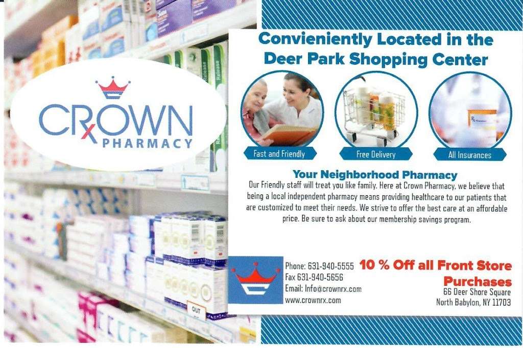 Crown Pharmacy | 66 Deer Shore Square, North Babylon, NY 11703 | Phone: (631) 940-5555