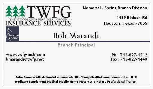 TWFG Insurance Services, Memorial/Spring Branch | 1439 Blalock Rd #2, Houston, TX 77055, USA | Phone: (713) 728-7900