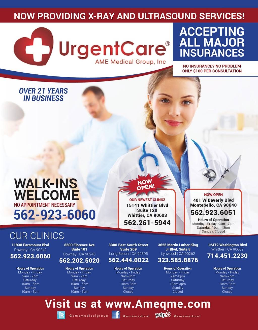 Urgent Care II - AME Medical Group | 15141 Whittier Blvd Suite 120, Whittier, CA 90603, USA | Phone: (562) 261-5944