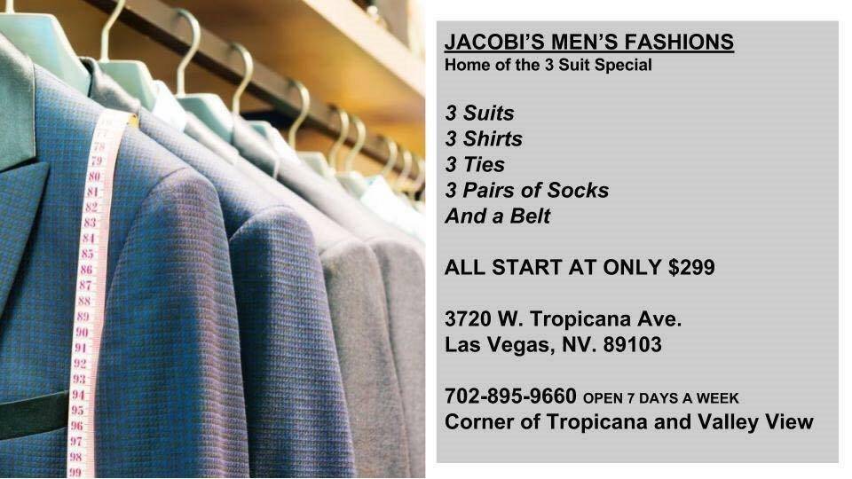 Jacobis Mens Fashions | 3720 W Tropicana Ave STE 6, Las Vegas, NV 89103, USA | Phone: (702) 895-9660