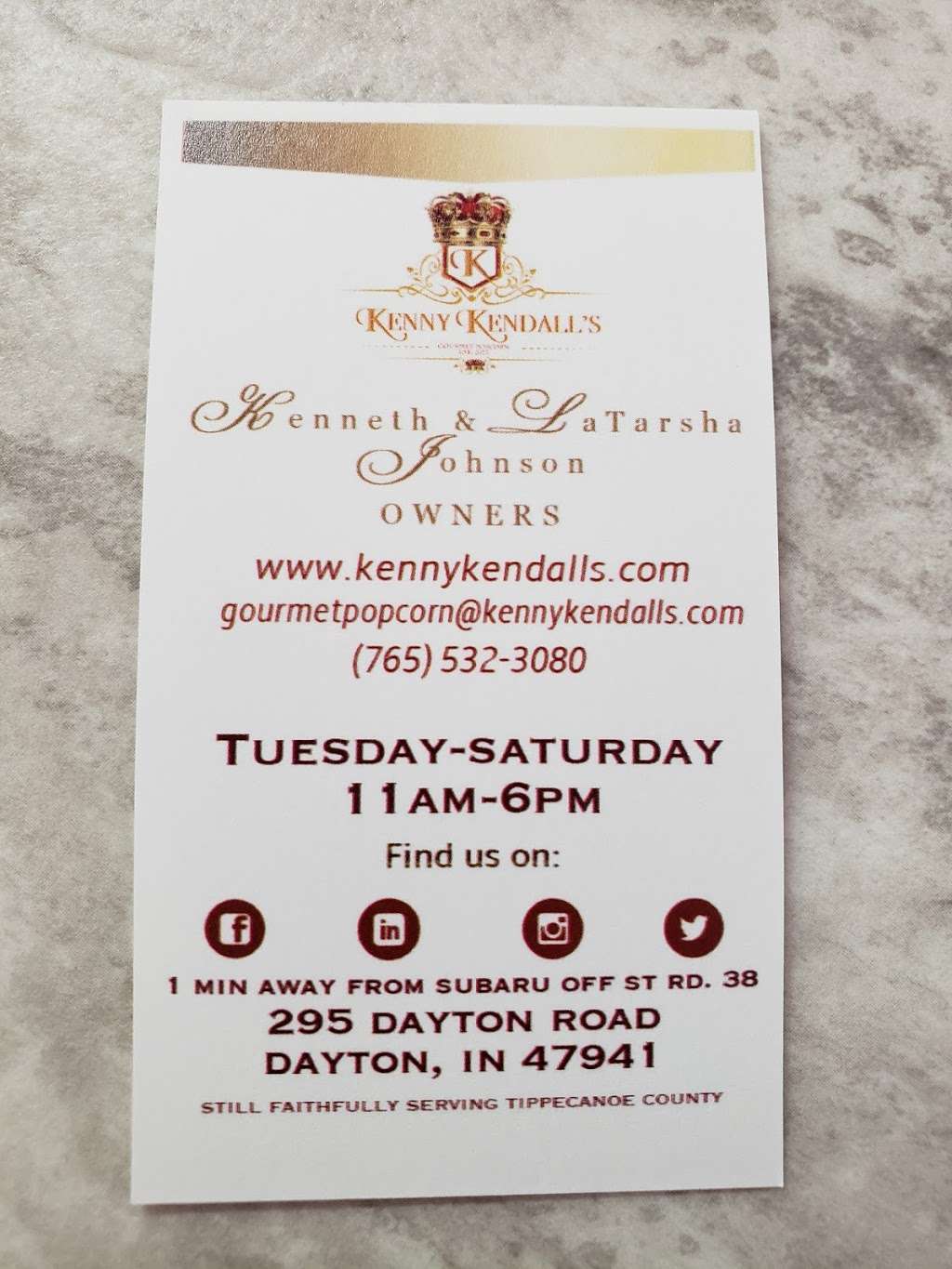 Kenny Kendalls Gourmet Popcorn | 295 Dayton Rd, Dayton, IN 47941, USA | Phone: (765) 532-3080