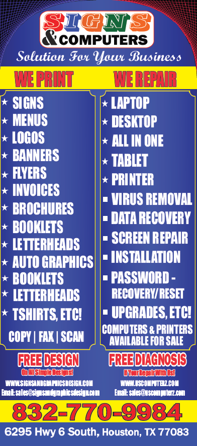 SIGNS & COMPUTERS | 6295 S Texas 6, Houston, TX 77083, USA | Phone: (832) 770-9984