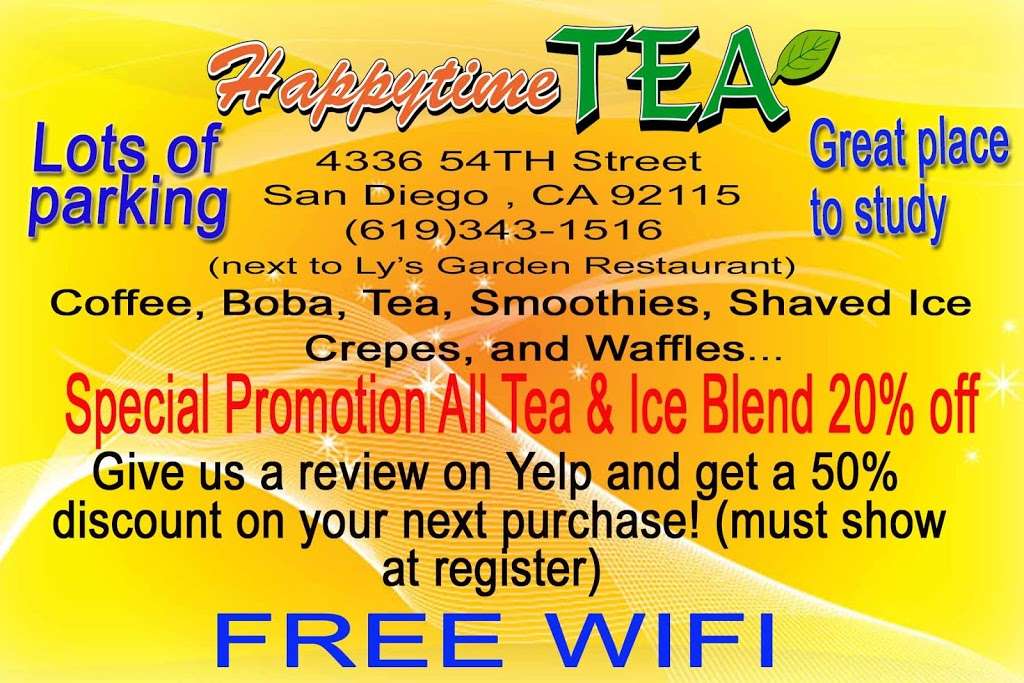 Happytime Tea | 4336 54th St, San Diego, CA 92115, USA | Phone: (619) 343-1516