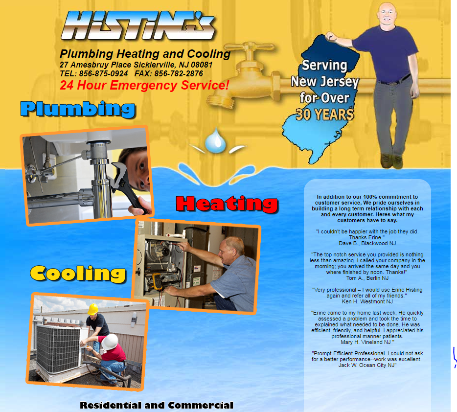 Histings Plumbing Heating & AC | 27 Amesbury Pl, Sicklerville, NJ 08081, USA | Phone: (856) 875-0924