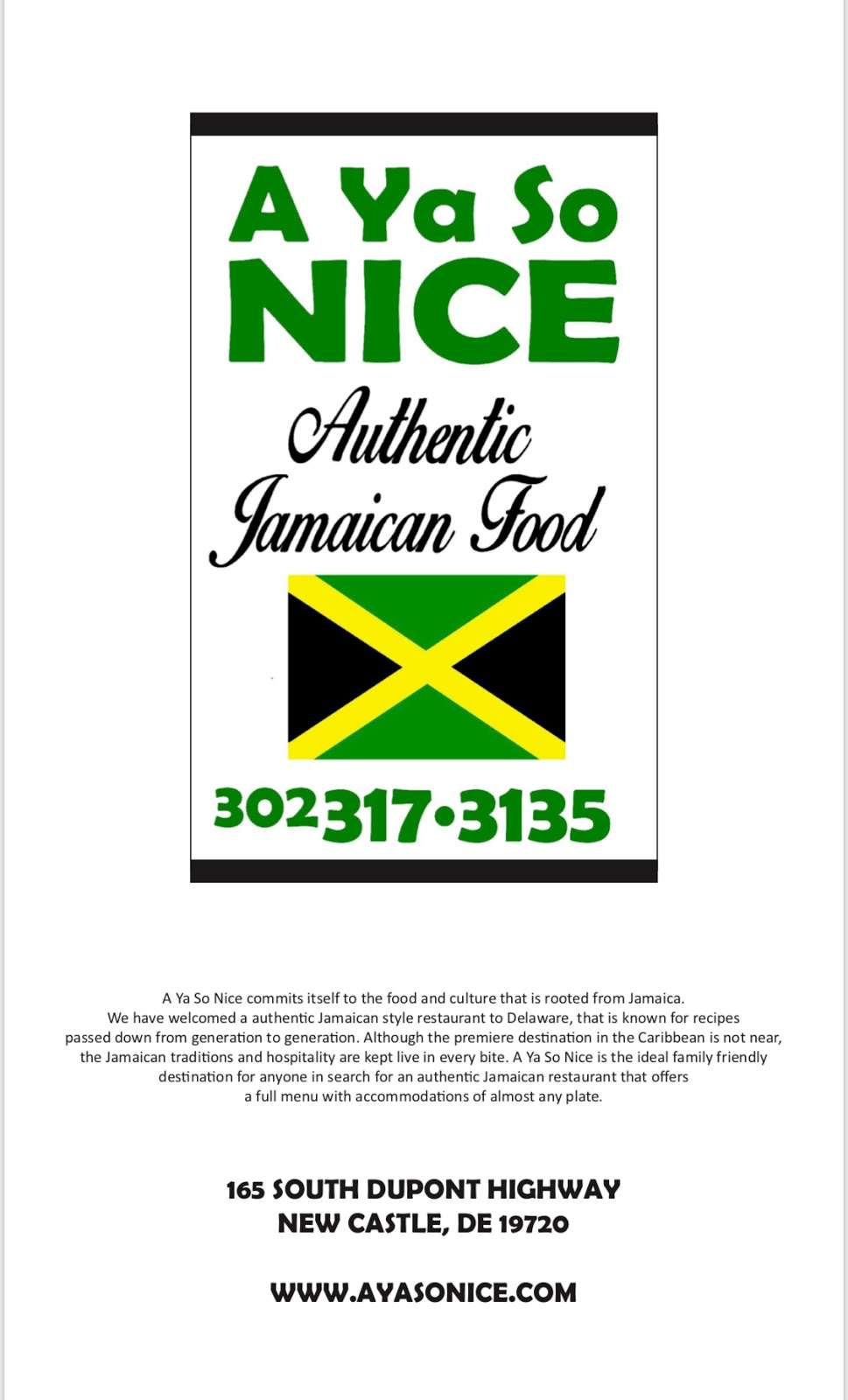 A Ya So Nice: Authentic Jamaican Food | 165 S Dupont Hwy, New Castle, DE 19720, USA | Phone: (302) 317-3135