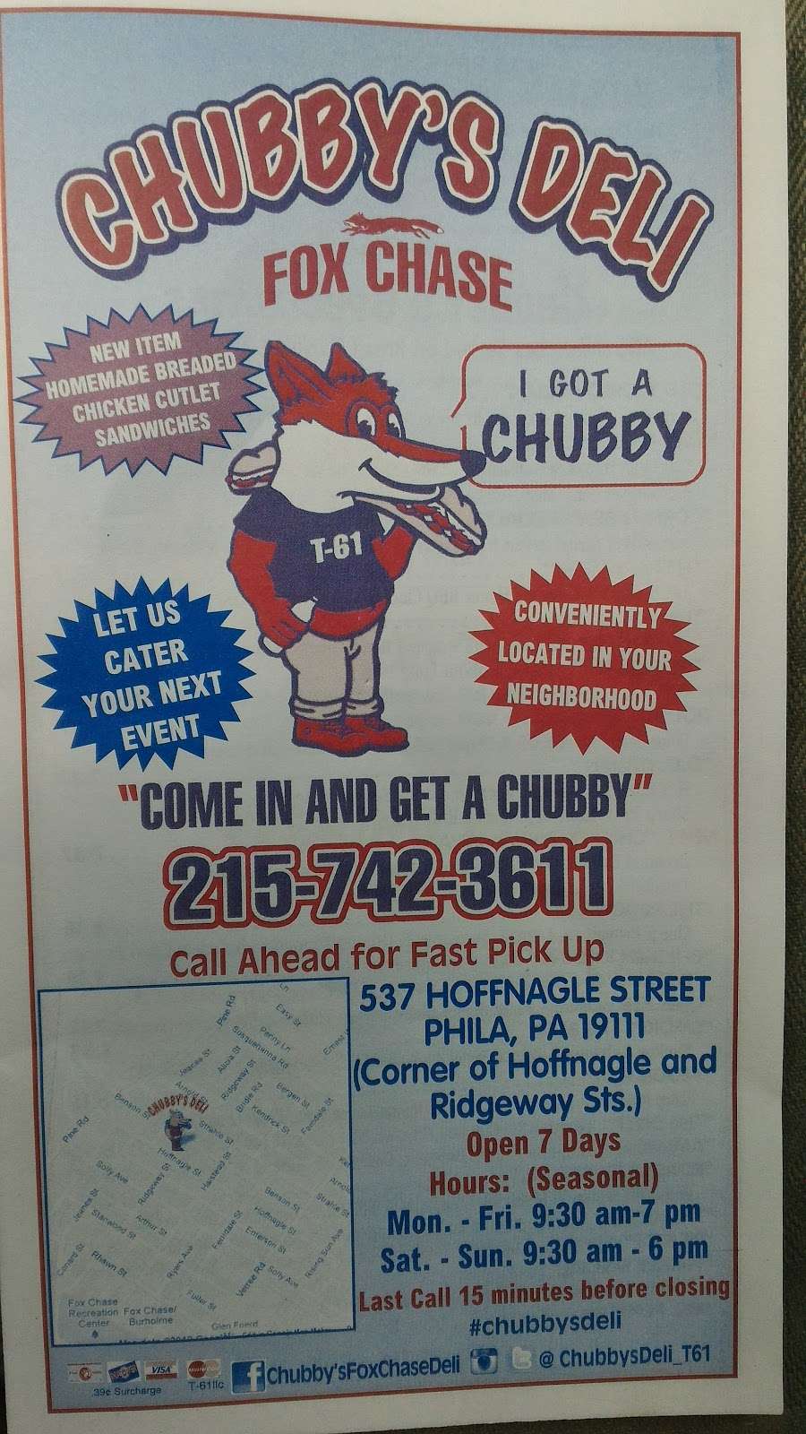 Chubbys Fox Chase Deli | 537 Hoffnagle St, Philadelphia, PA 19111, USA | Phone: (215) 742-3611