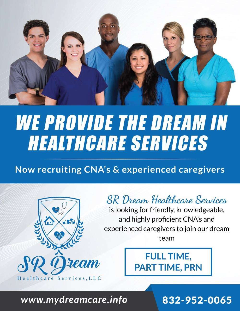 SR Dream Healthcare Services | 8190 Barker Cypress Rd #1900-301, Cypress, TX 77433 | Phone: (832) 952-0065