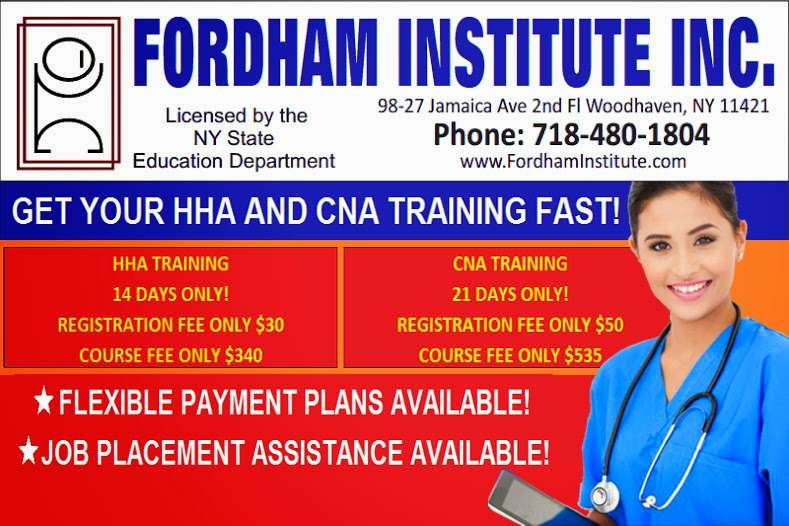 Fordham Institute Inc. | 9827 Jamaica Ave, Woodhaven, NY 11421, USA | Phone: (718) 480-1804