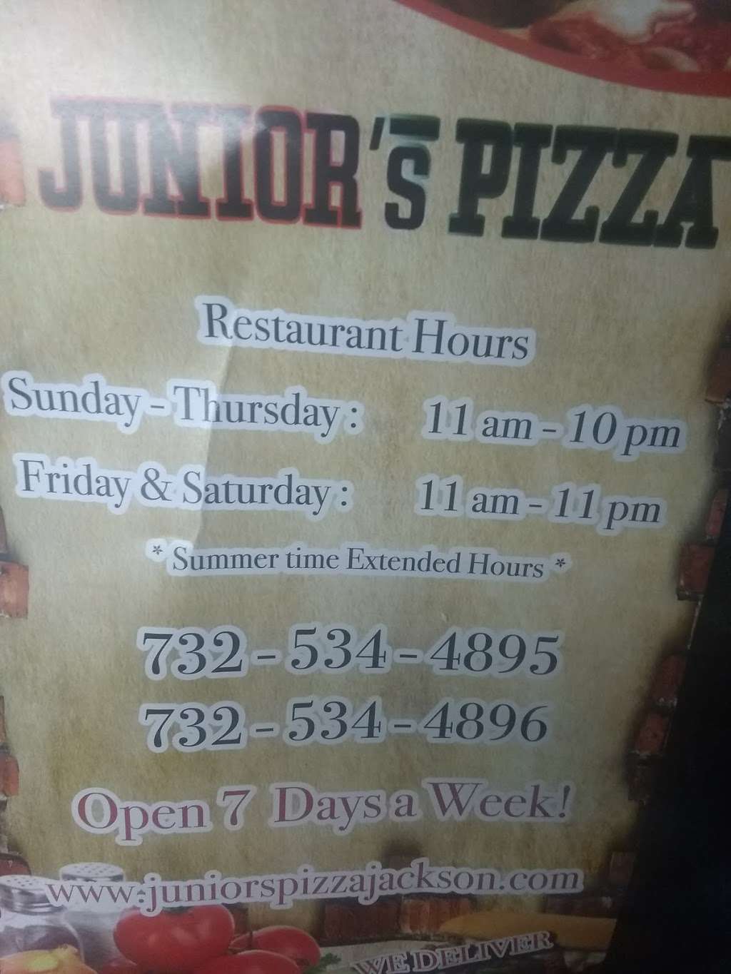 Junior’s Pizza | 569 Monmouth Rd, Jackson, NJ 08527, USA | Phone: (732) 534-4895