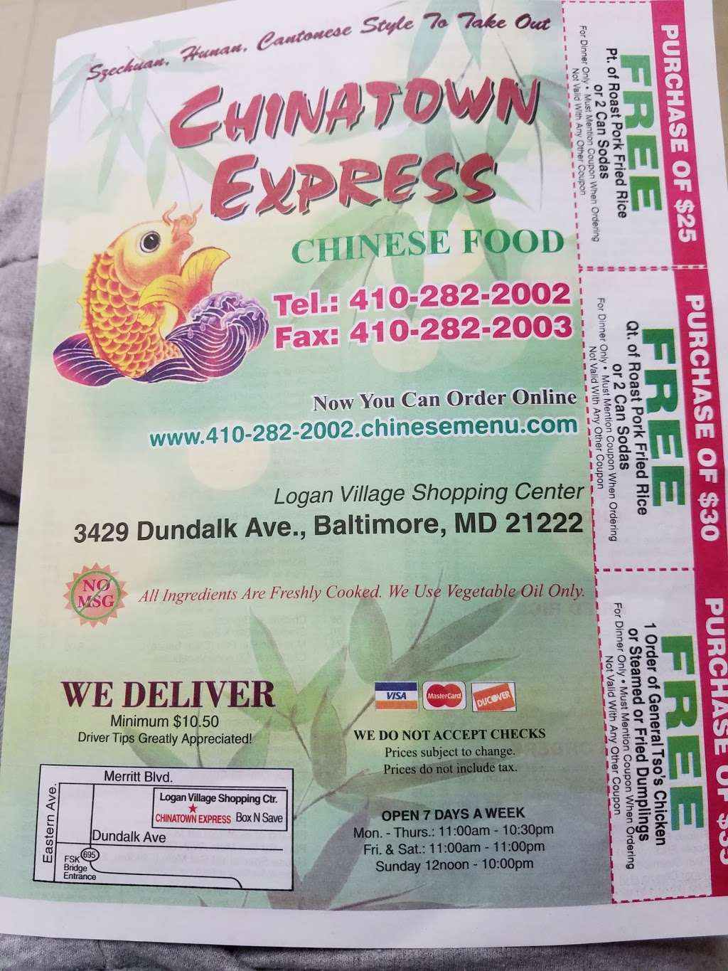 Chinatown Express | 3429 Dundalk Ave, Baltimore, MD 21222, USA | Phone: (410) 282-2002