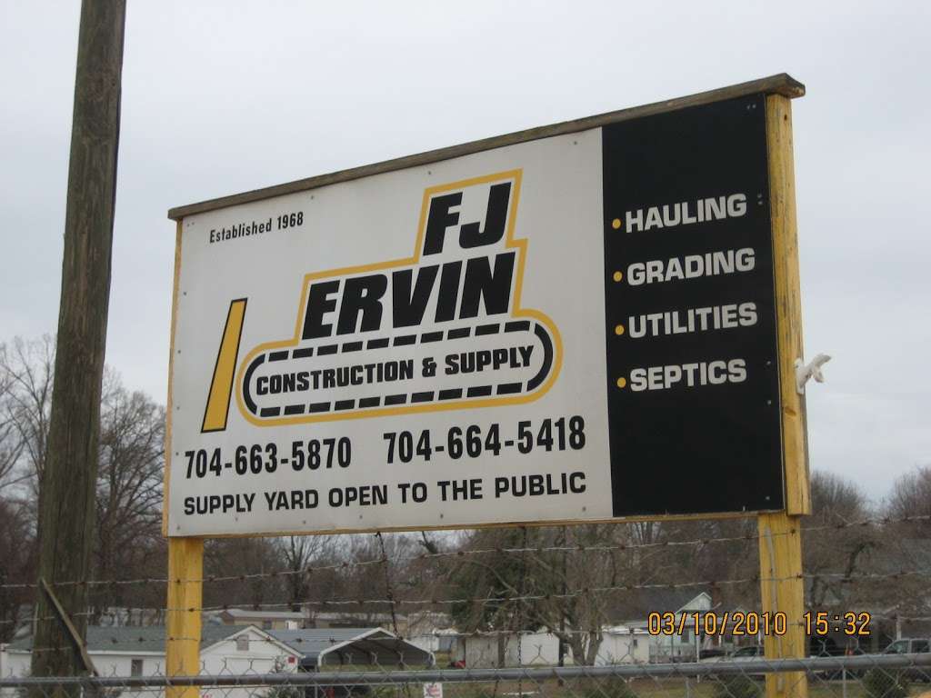 F J Ervin Construction and Supply | 1141 Mecklenburg Hwy, Mooresville, NC 28115, USA | Phone: (704) 664-5418