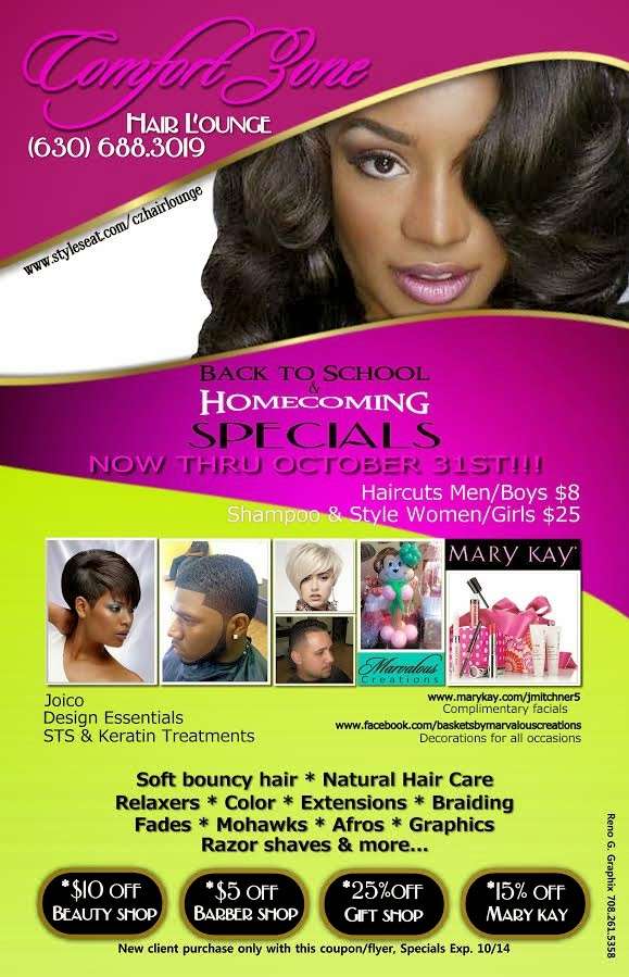 Comfort Zone Hair Lounge | 751 E Nerge Rd, Roselle, IL 60172, USA | Phone: (888) 681-0007