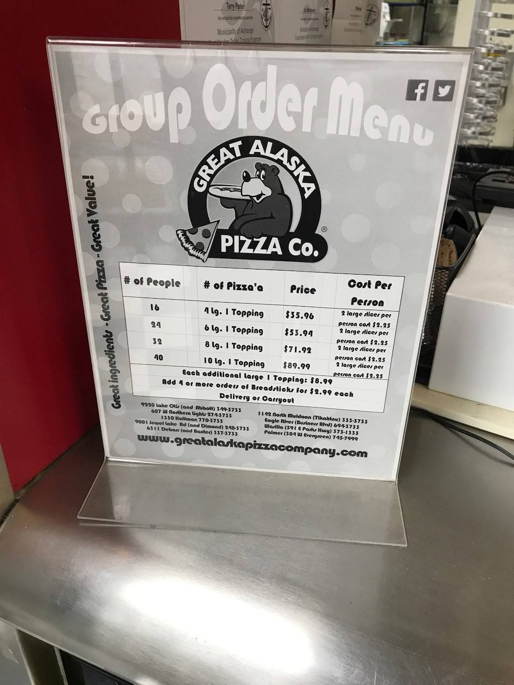 Great Alaska Pizza Company | 9001 Jewel Lake Rd, Anchorage, AK 99502, USA | Phone: (907) 248-3733