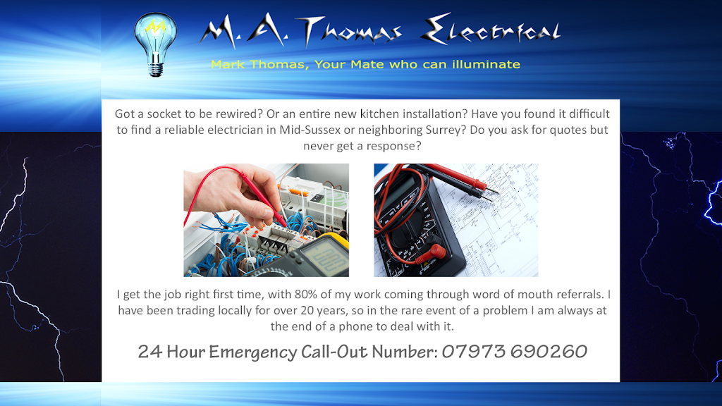 Mark Thomas Electrical | 2B Warltersville Way, Horley RH6 9EP, UK | Phone: 07973 690260