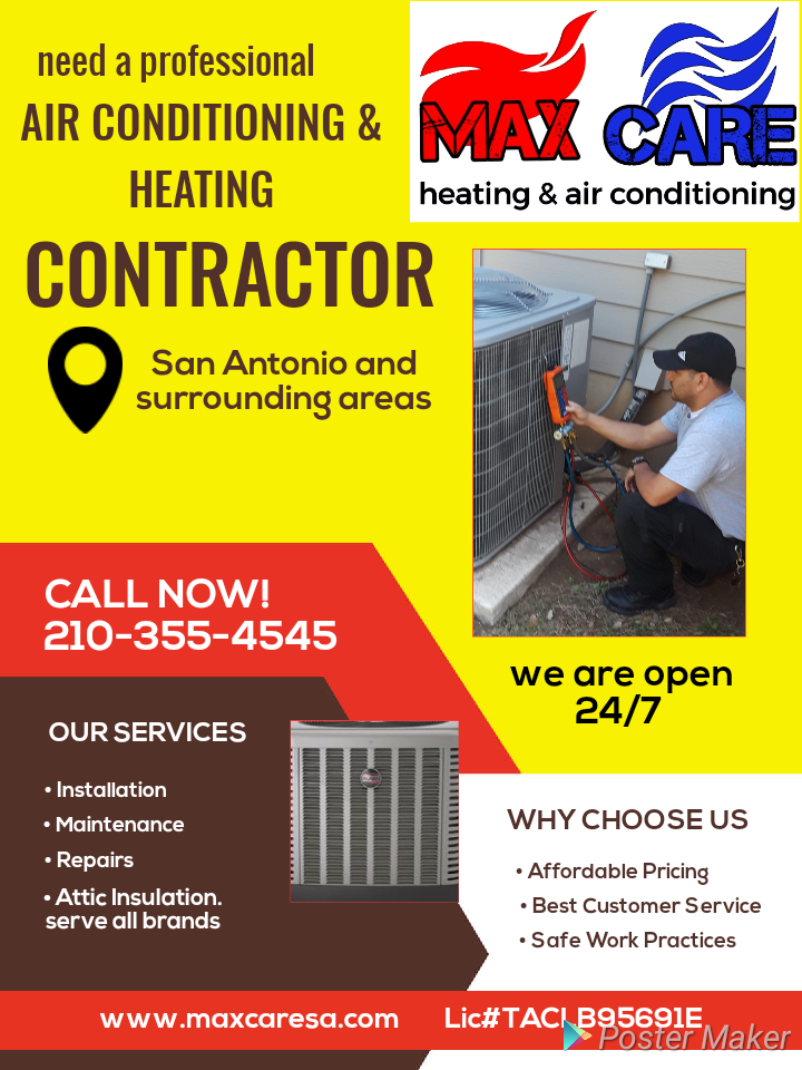 Max Care Heating & Air Conditioning | 20315 Jove Oak, San Antonio, TX 78259, USA | Phone: (210) 355-4545
