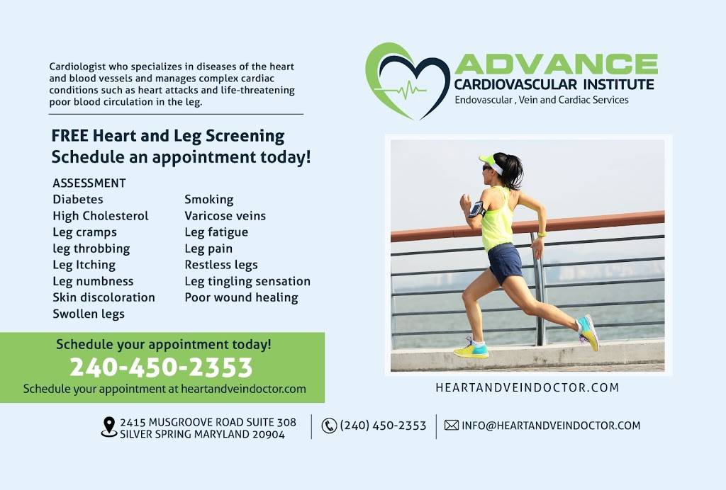 Advanced Cardiovascular Institute LLC | 2415 Musgrove Rd Ste 308, Silver Spring, MD 20904, USA | Phone: (240) 450-2353