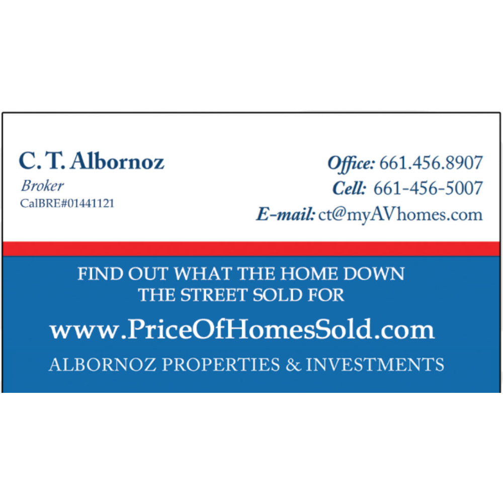 Albornoz Properties & Investments | 34220 Cheseboro Rd #13, Palmdale, CA 93552 | Phone: (661) 450-8002