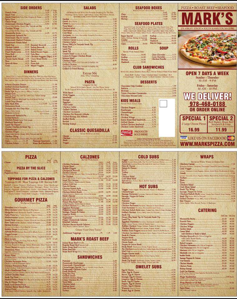 Marks Pizza | 275 Asbury St, South Hamilton, MA 01982, USA | Phone: (978) 468-0188