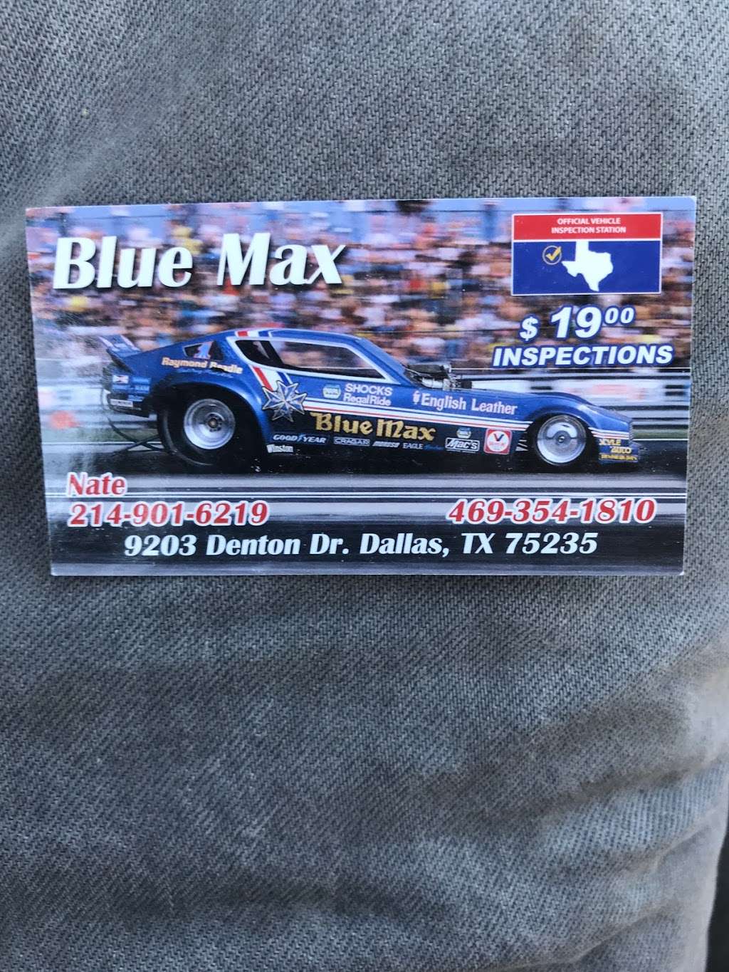 Blue Max 19 dollar inspection | 9203 Denton Dr, Dallas, TX 75235, USA | Phone: (214) 901-6219