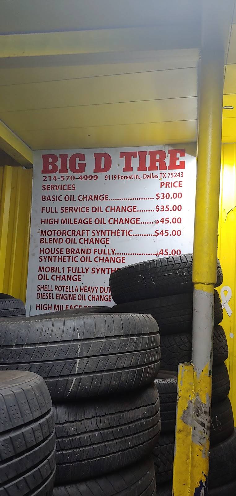 Big D Tires and mechanic | 9119 Forest Ln, Dallas, TX 75243, USA | Phone: (214) 570-4999