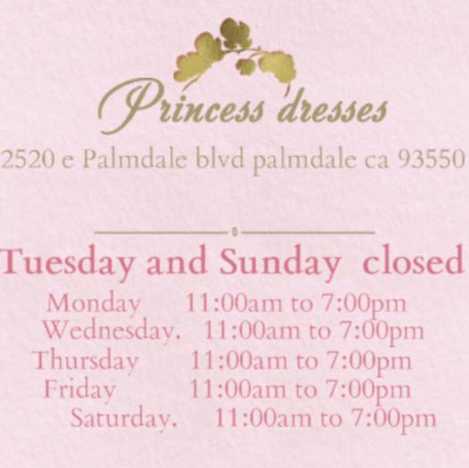 Princess Dresses | 2520 E Palmdale Blvd space f-7, Palmdale, CA 93550 | Phone: (661) 544-2114