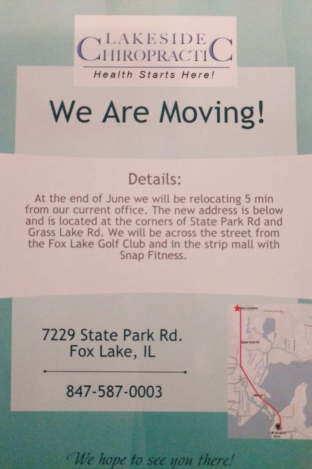 Lakeside Chiropractic | 7229 State Park Rd, Fox Lake, IL 60020 | Phone: (847) 587-0003