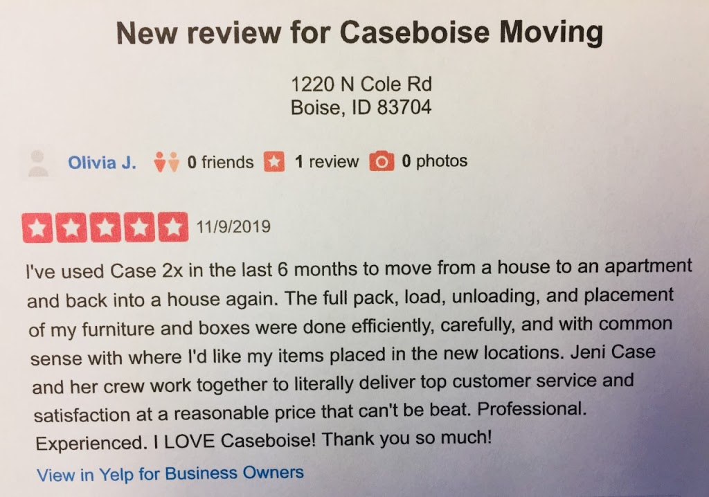 Caseboise Moving | 1220 N Cole Rd, Boise, ID 83704, USA | Phone: (208) 884-5191