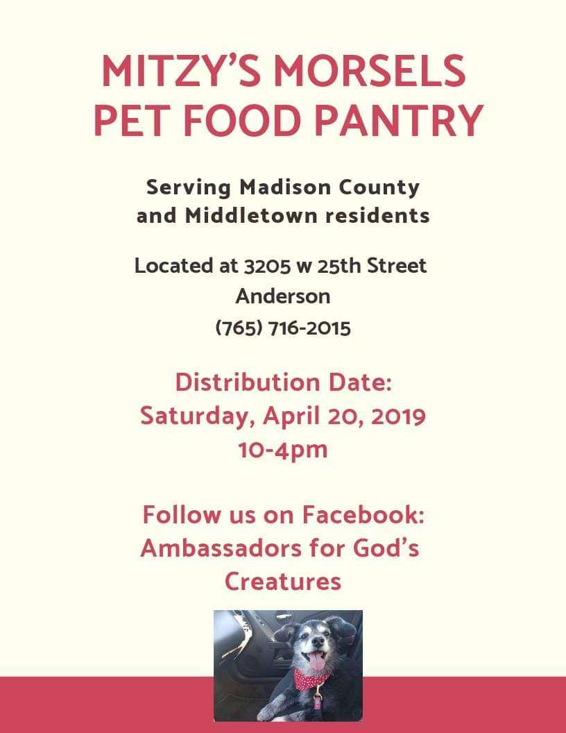 Mitzys Morsels Pet Food Pantry | 3205 W 25th St, Anderson, IN 46011, USA